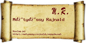 Mátyássy Rajnald névjegykártya